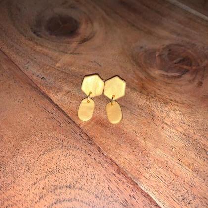 The Honey Earrings. Gold Statement Polymer Clay..
