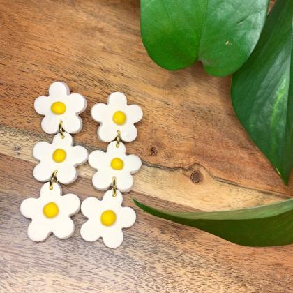 The Daisy 2 Earrings. Cute Statement Clay Floral..