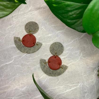 The Ruby Earrings. Cute Statement Brick Polymer..
