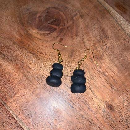 The Roxie Polymer Clay Earrings. Charcoal Stack Of..