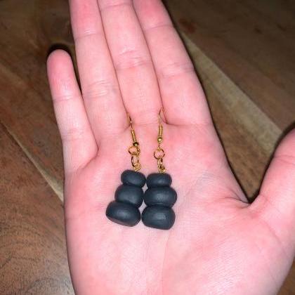 The Roxie Polymer Clay Earrings. Charcoal Stack Of..