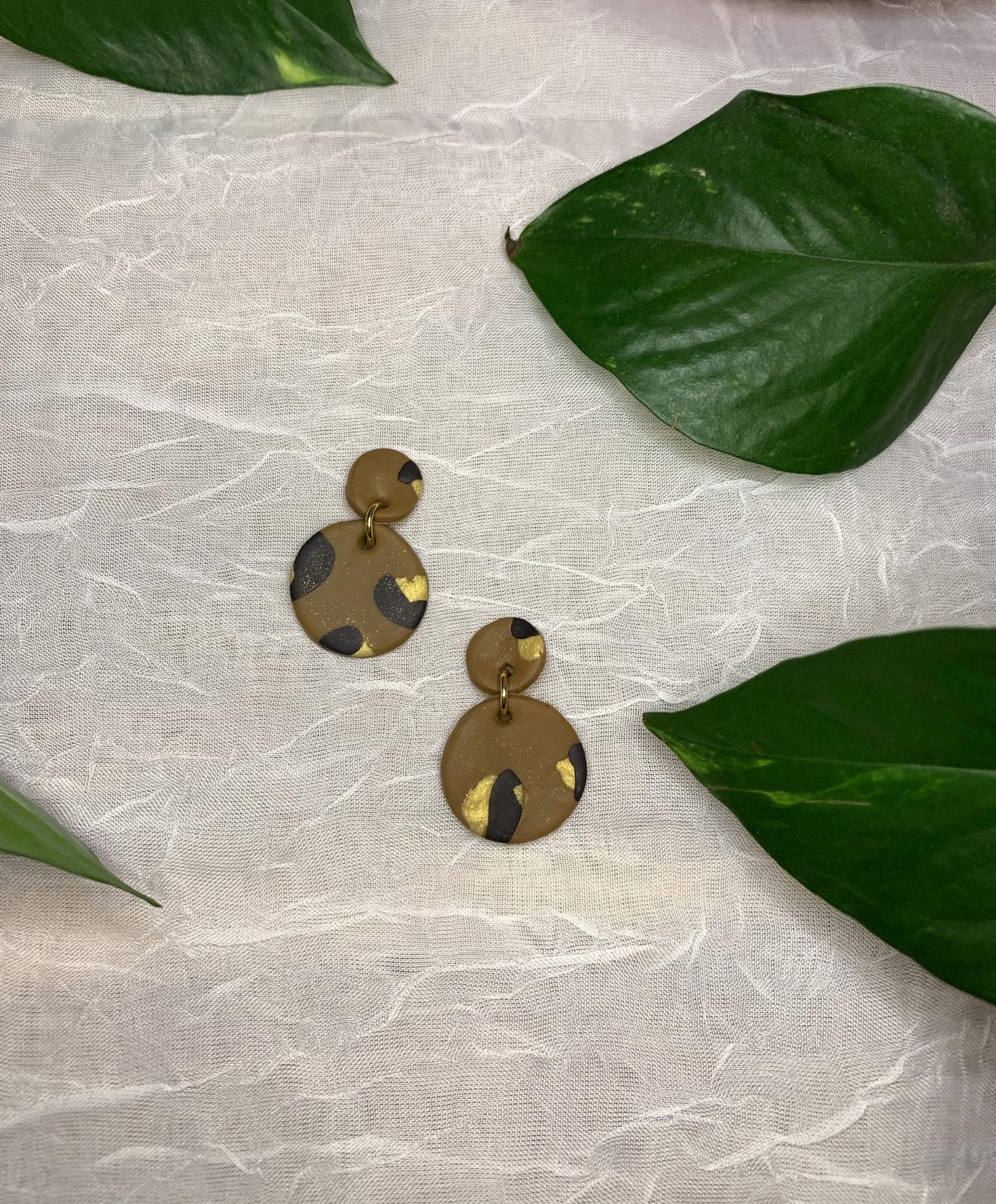 The Lucy Earrings. Cute Statement Leopard Print Polymer Clay Earrings