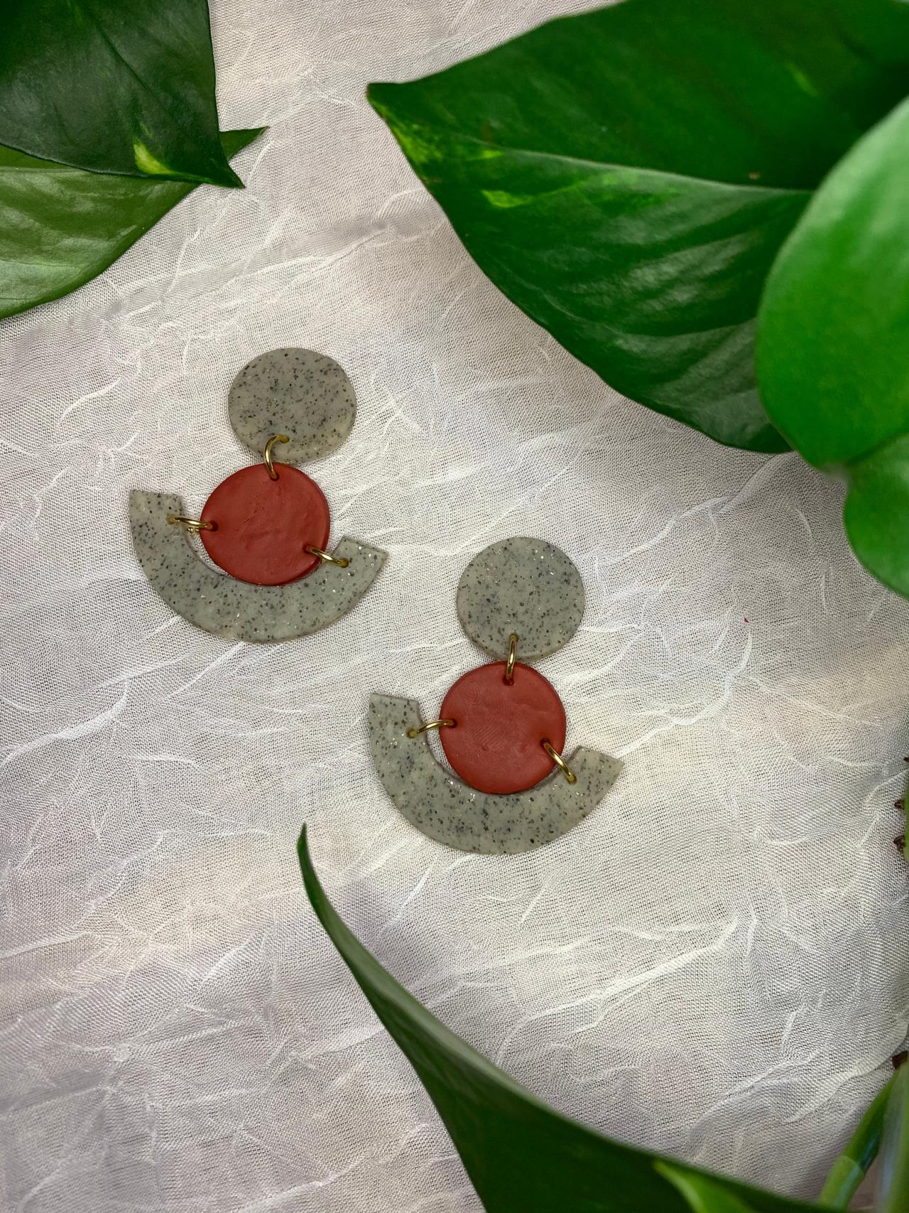 The Ruby Earrings. Cute Statement Brick Polymer Clay Earrings.