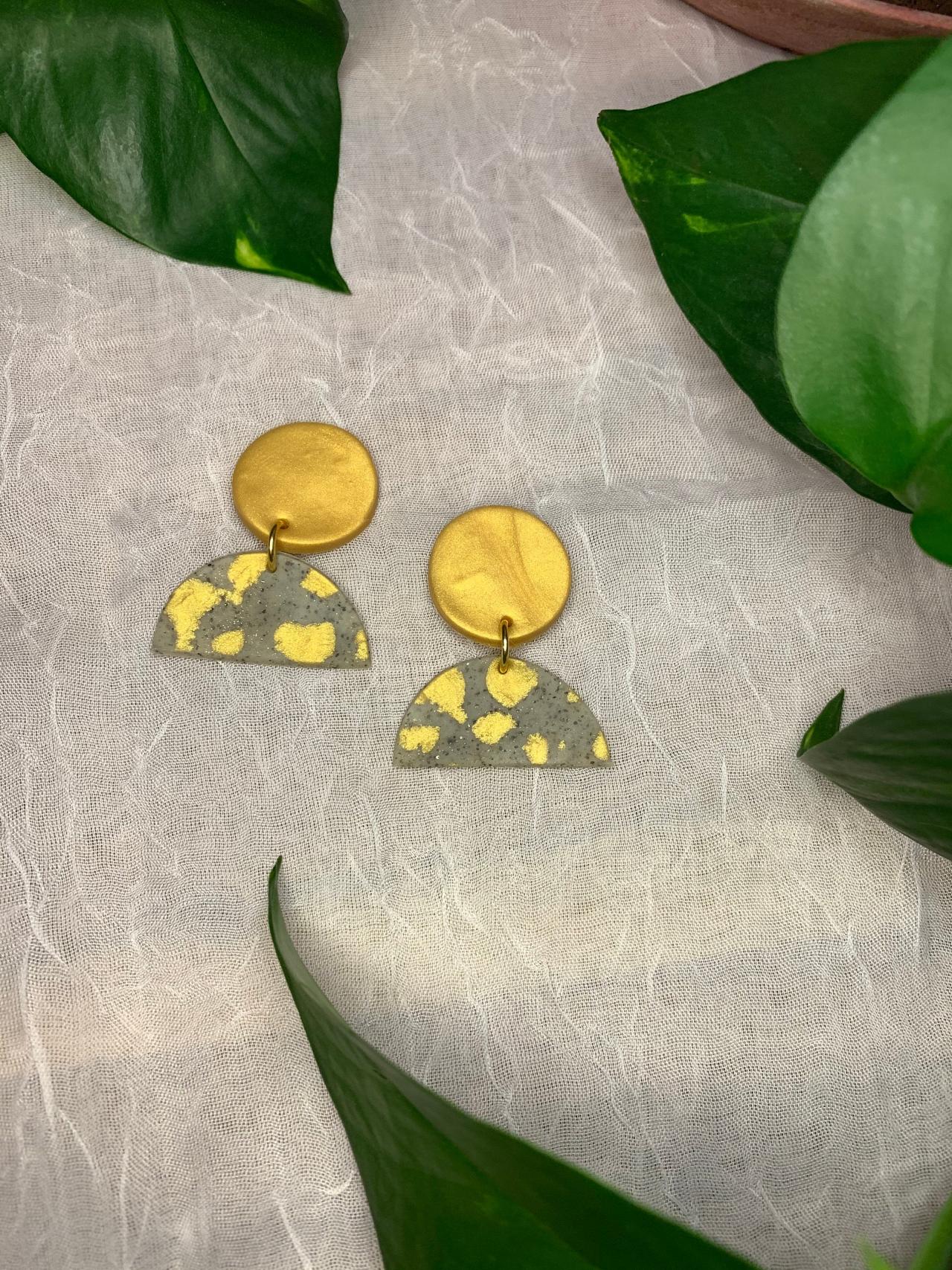 The Kaley Earrings. Cute Statement Gold Earrings, Polymer Clay Earrings