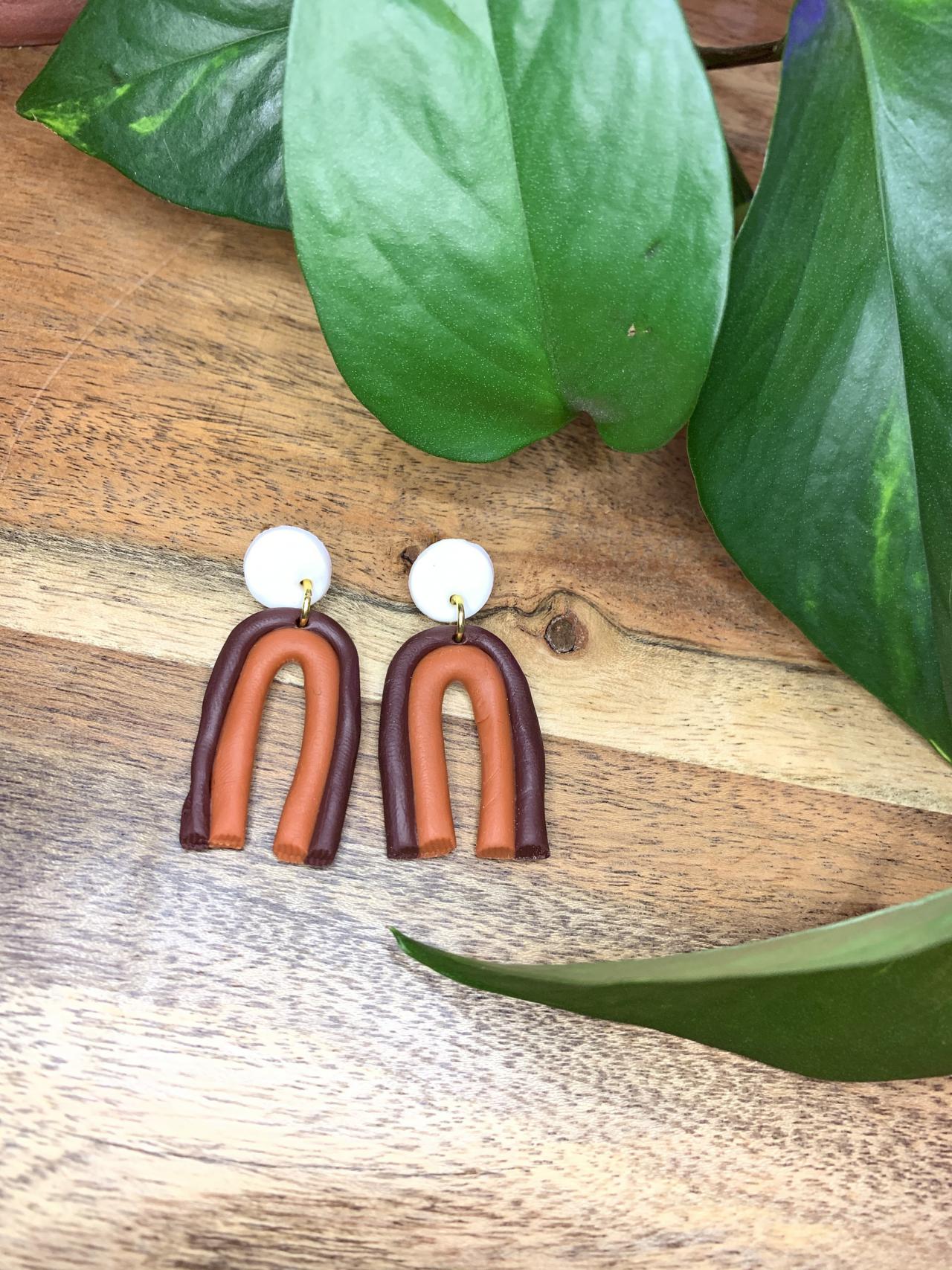 The Amelie Earrings. Cute Statement Polymer Clay Arch Earrings