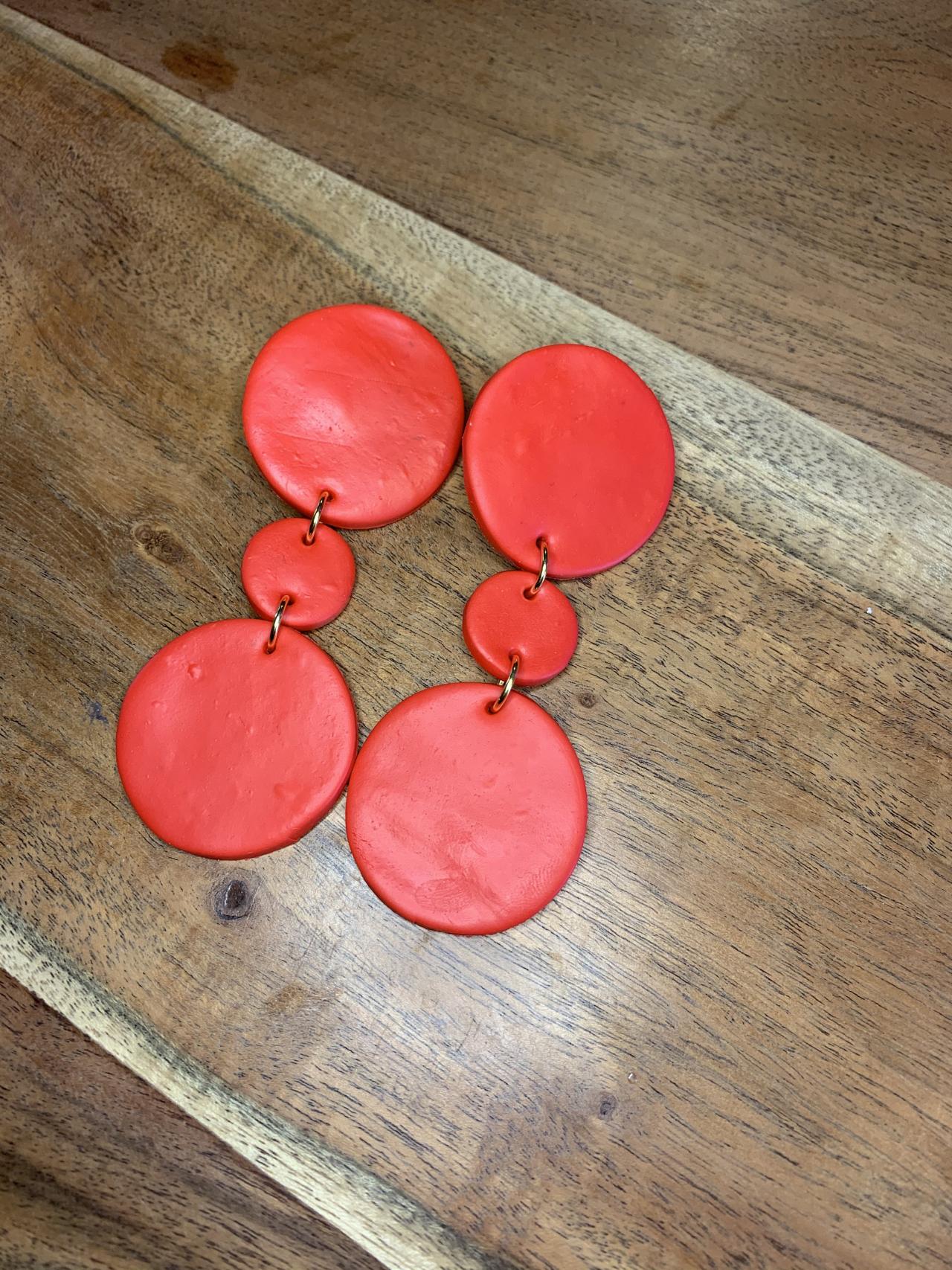 The Tamia Earrings. Cute Polymer Clay Red Statement Earrings