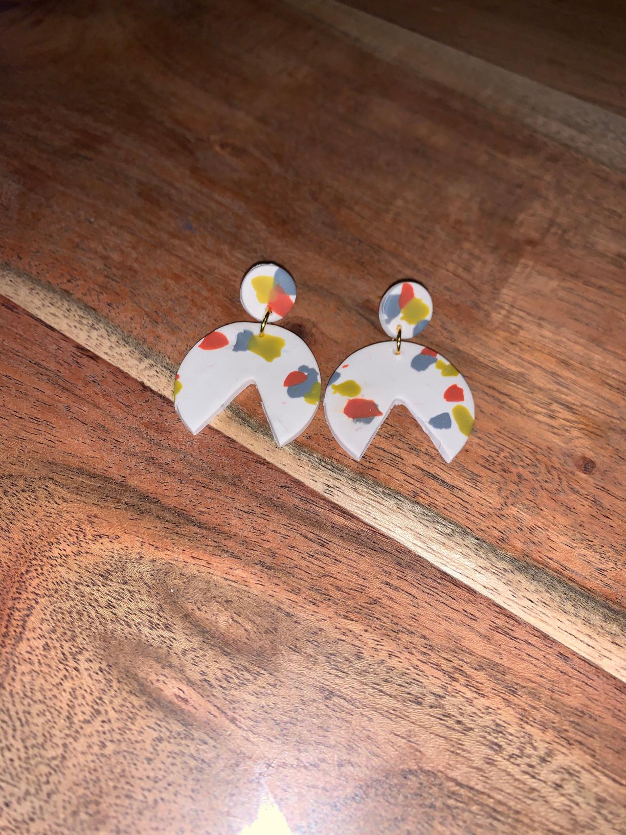 The Paige Earrings. Cute Statement Polymer Clay Springy Dangle Earrings