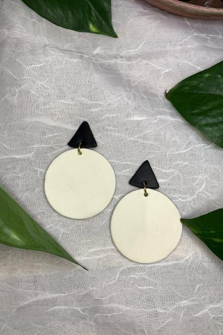 The alayna earrings. cute statement black and white polymer clay earrings