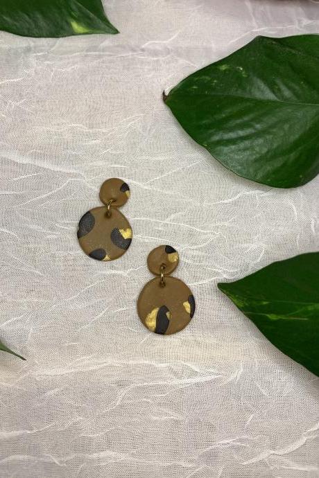 the lucy earrings. cute statement leopard print polymer clay earrings