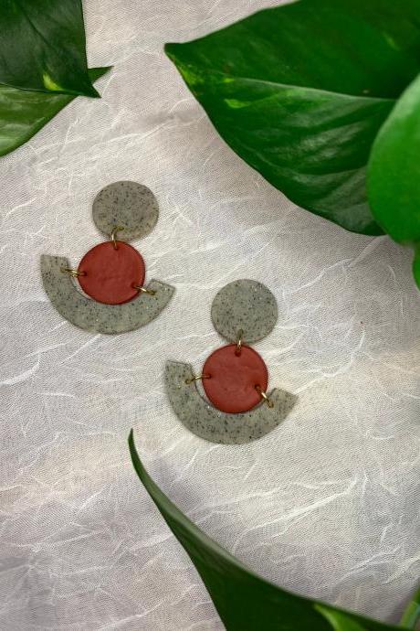the ruby earrings. cute statement brick polymer clay earrings.
