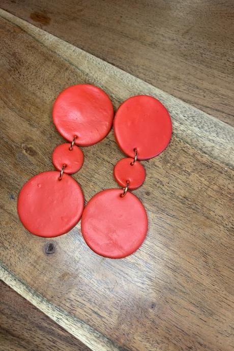 the tamia earrings. cute polymer clay red statement earrings