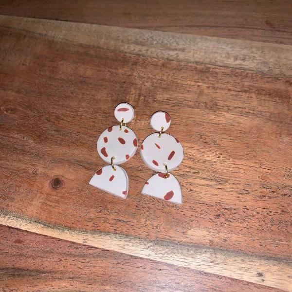 the nia earrings. statement stud polymer clay dangle earrings