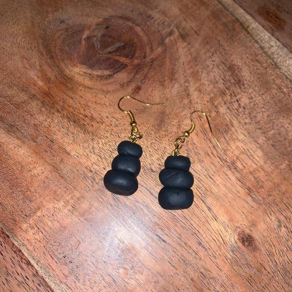 the roxie polymer clay earrings. charcoal stack of rock earrings.